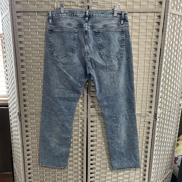 Frame L'Homme Slim Jeans Men’s 34 Hemmed to 28” Light Wash Blue Denim Stretch - Picture 2 of 12